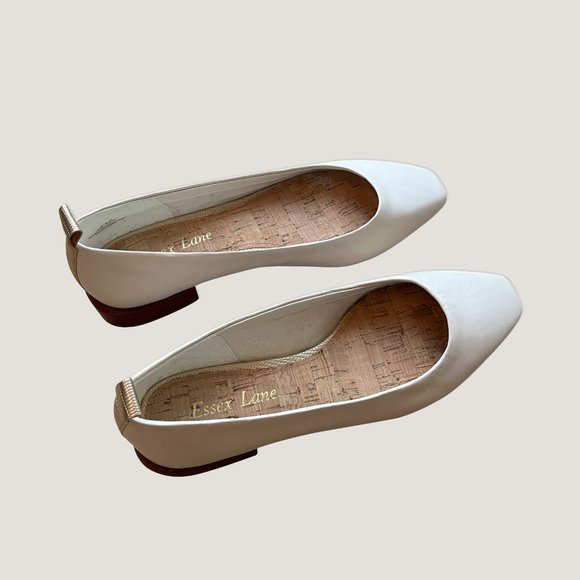 NEW Ivory Cream Essex Lane Square Toe Flats - Picture 1 of 4
